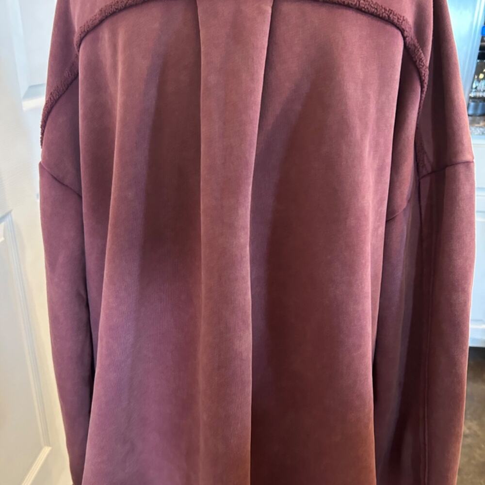 Easel Marsala Rust Mineral Wash Raw Edge Terry Shacket L - Picture 8 of 8